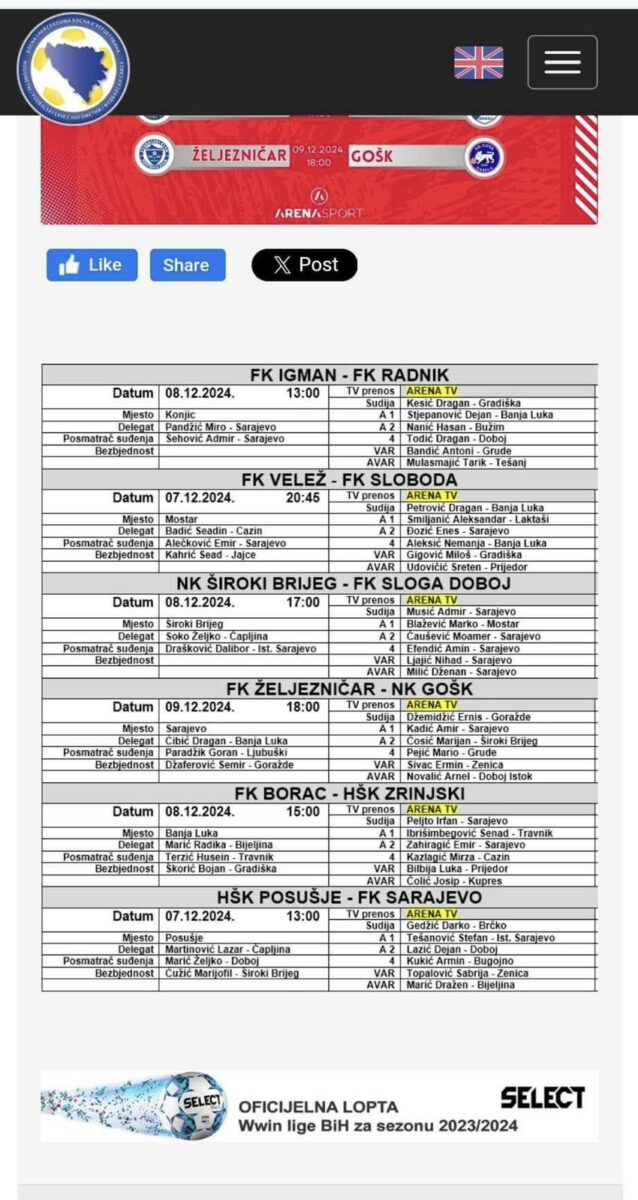 FOTO: N/FS BIH/SCREENSHOT