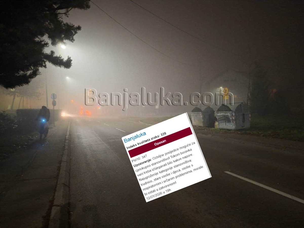 Alarm za zdravlje: U Banjaluci večeras opasan vazduh